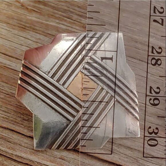 Vintage Sterling Geometric Lines Large Earrings - Picture 7 of 7